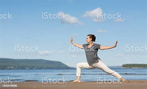 Woman Praticing Tai Chi Chuan On The Beach Chinese Management Skill Qis