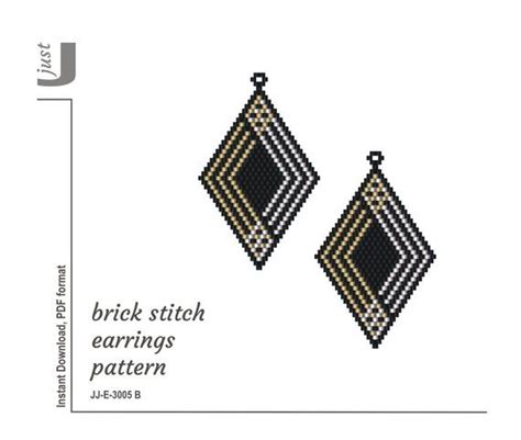 Beaded earring pattern, brick stitch, beading pattern, earrings pattern, brick pattern, earring ...