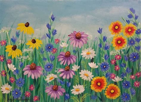 Wildflowers Acrylic Painting Tutorial Free Om Youtube By Angela
