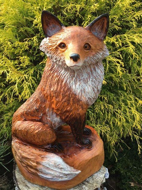 chainsaw carved red fox chainsaw wood carvings red oak foxes chainsaw