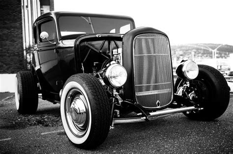 Grayscale Photo Of A Classic Vehicle Hd Wallpaper Wallpaper Flare