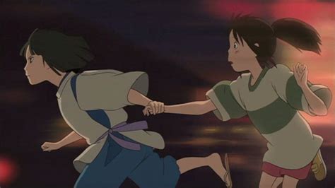 Haku Runs With Chihiro To Help Her Escape Spirited Away Animation Spirited Away Haku