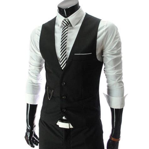 Fashion Style V Neck Slimming Single Breasted Polyester Vest For Men