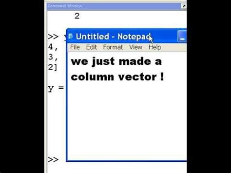 Matlab row vectors, column vectors - YouTube