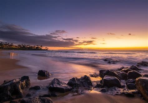 Purple Sunset In Maui Hawaii Stock Photo Image Of Bluehour Amazing