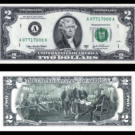 Two Dollar Bill Front And Back