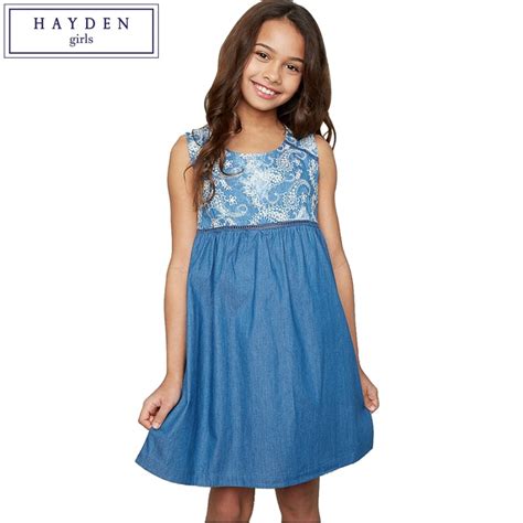 Hayden Girls Paisley Dress Girl Denim Sundress Cotton Bohemian Beach