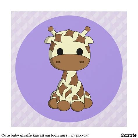 Cute Baby Giraffe Kawaii Cartoon Nursery Panel Wall Art Cartoon