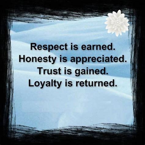 Respect Is Earned Honesty Is Appreaciated Trust Is Gained Loyalty Is