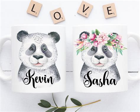 Valentines Couple T Panda Mugs Personalized Couple T Etsy