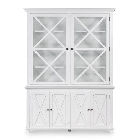 Hamptons Cross Display Cabinet 2 Door White Hamptons Style Furniture