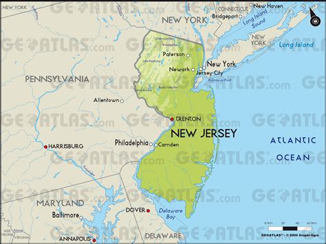 Geographical Map Of New Jersey And New Jersey Geographical Maps 6ac