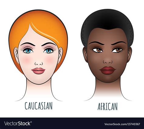 African And Caucasian Female Faces Royalty Free Vector Image