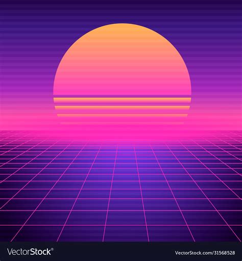 Free Download Retro Futuristic Background Vaporwave Neon Vector Image