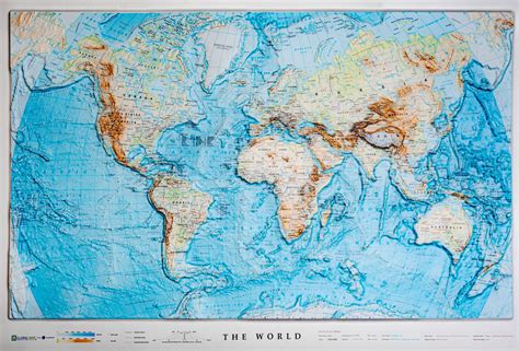 World Ocean Floor Raised Relief Map Longitude Maps