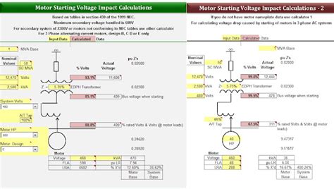Motor Voltage Drop Calculator Excel Spreadsheet Electrical Tools