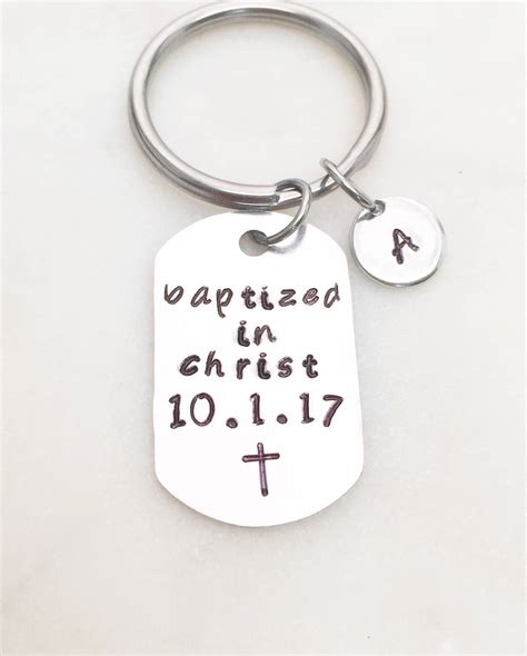 Looking for baptism gifts ideas? Baptized keychain teen baptism gifts adult baptism gift men