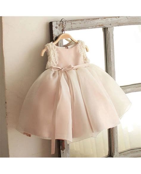 Vintage Blush Pink Tulle Flower Girl Dress Tutus Wedding Dress For