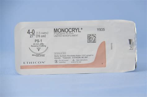 Ethicon Suture Y935h 4 0 Monocryl Undyed 27 Ps 1 Cutting Esutures