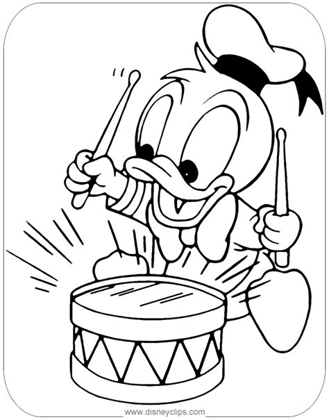 Baby Donald Duck Playing With Toy Drum Coloring Page Disneybabies