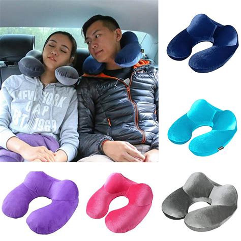 7 Colors Portable Travel Soft Hump U Shape Inflatable Adult Neck Pillow