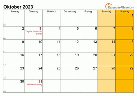 Kalender Oktober 2023 Als Word Vorlagen Gambaran