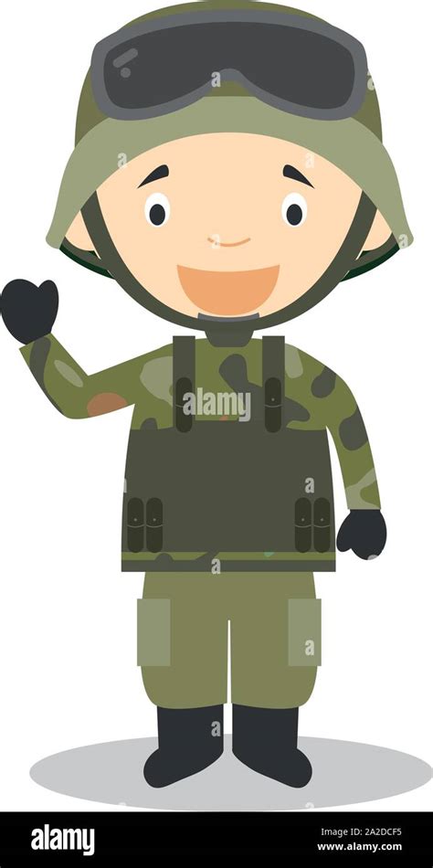 Cute Cartoon Vector Illustration Of A Soldier Stock Vector Image And Art