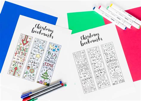 Coloring christmas bookmarks free printable