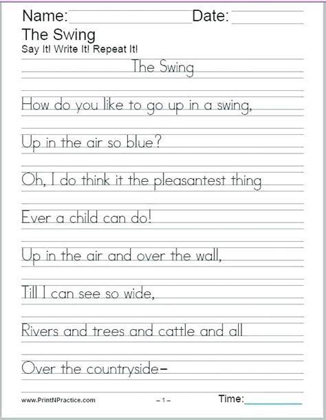 Handwriting Worksheets Adults