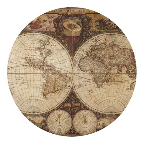 Vintage World Map Round Decal Large Youcustomizeit