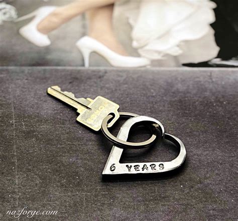 Personal and stylish, this is a simple way to include the 3 years wedding anniversary symbol in your present. 6th Wedding Anniversary Iron Keychain Gift Idea for Wife ...
