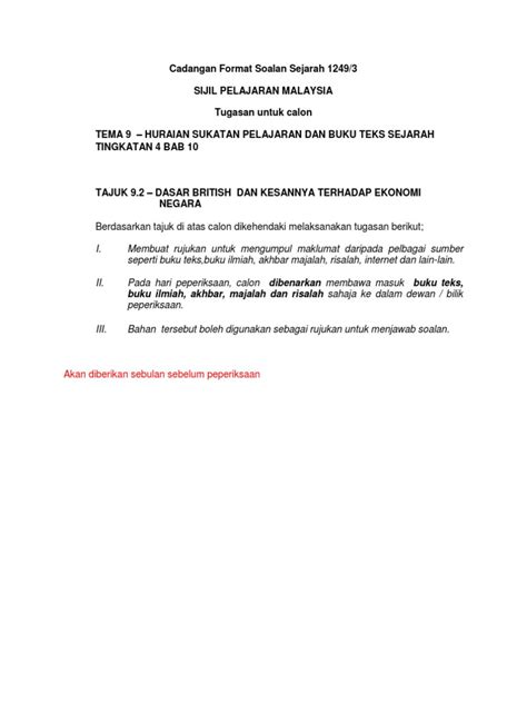Bab 10 dasar british kesannya terhadap ekonomi negara. Bab 10 Soalan