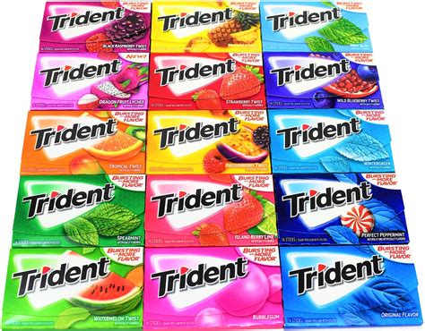 Trident Sugar Free Chewing Gum Variety Pack Of 15 Assorted Flavors