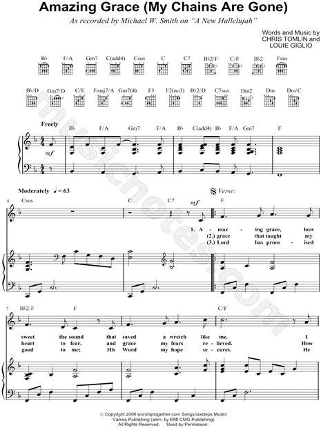 It is performed by chris tomlin. Amazing Grace (My Chains are Gone) Sheet Music | Sheet music, Piano sheet music, My chains are gone