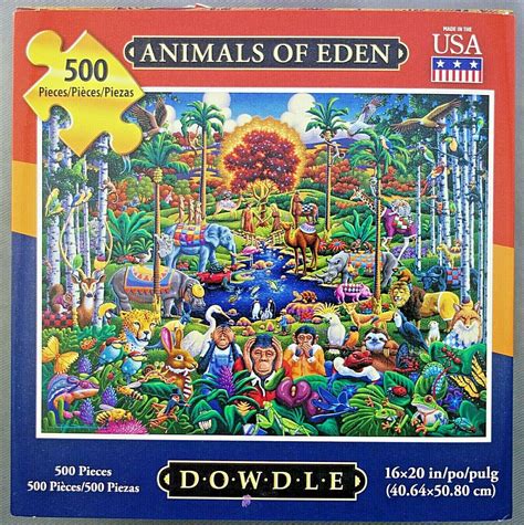 Jigsaw Puzzle 500 Pc Eric Dowdle Folk Art Wild Animals Of Eden Dowdle