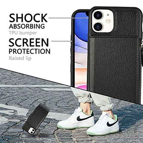 Lameeku Iphone 11 Zipper Wallet Case Rfid Blocking Leather Wallet Case