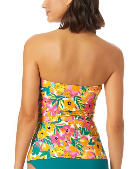 Anne Cole Womens Sunshine Floral Twist Front Shirred Tankini Top