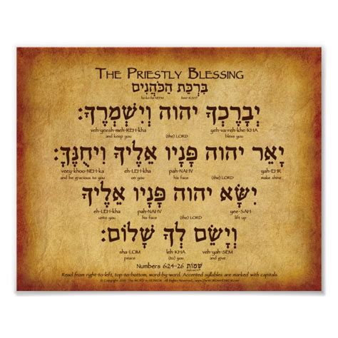 Priestly Blessing Hebrew Poster Num 624 26 Zazzle