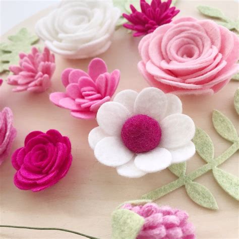 Image Of Pretty In Pink Handmade Felt Flower Set Felt Flowers Diy Foam