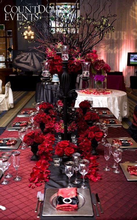 82 Table Decor Red And Black Ideas Red Wedding Burlesque Party