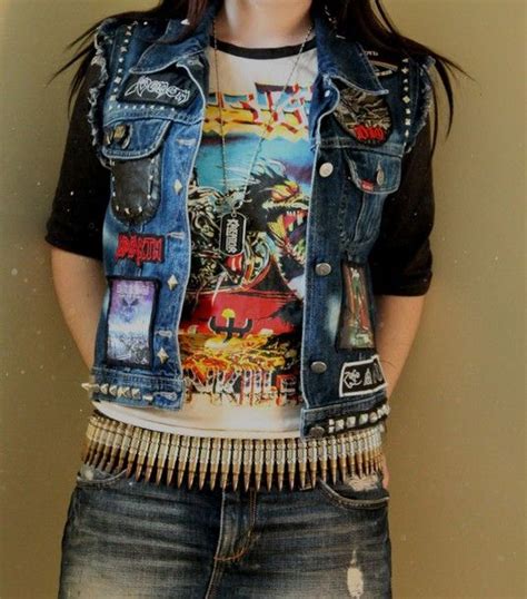 Jacket Vest Patch Stud Studs Metal Rock Hardcore Hot Jeans Patch