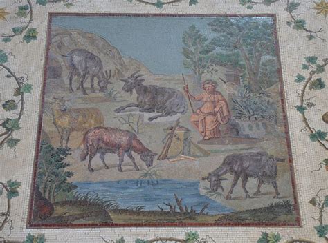 Art From Hadrians Villa Three Mosaic Panels With Bucolic Scenes