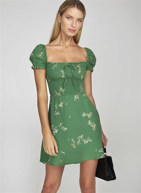 Myrtille Floral Print Green Genevieve Dress Mini Dress Dresses