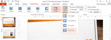 How To Change Transition Options In Powerpoint 2013 Dummies