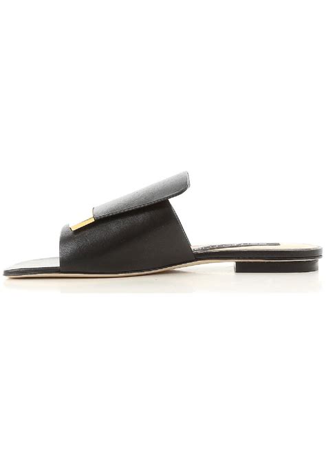 Sergio Rossi Flats Slide Sandals In Black Leather Italian Boutique