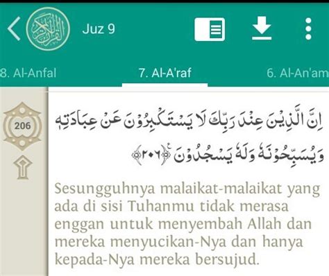 Offering your holy quran translation and quran transliteration in english and several other. tuliskan surah al-A'raf /7 ayat 206 - Brainly.co.id