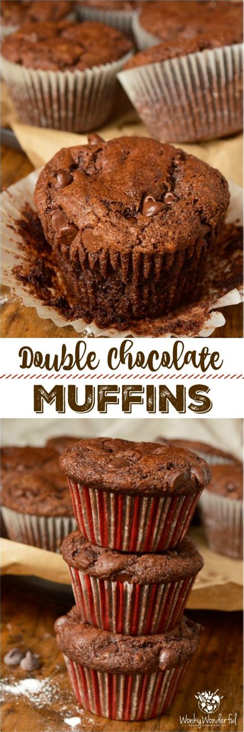 Pour into chocolate mixture and stir until batter is just blended. Double Chocolate Chip Muffins - WonkyWonderful