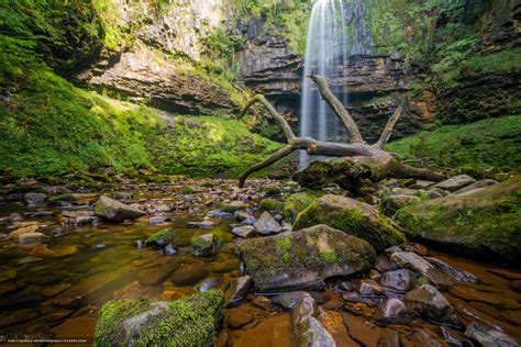 Download Wallpaper Waterfall Rocks Snag Nature Free Desktop