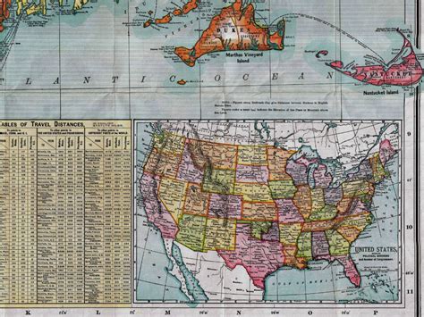 Vintage Map Of Us Railroad Map 1900