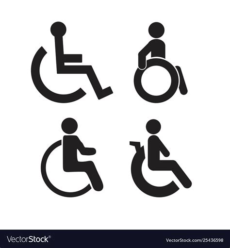 Set Disability People Pictograms Flat Icons Vector Image